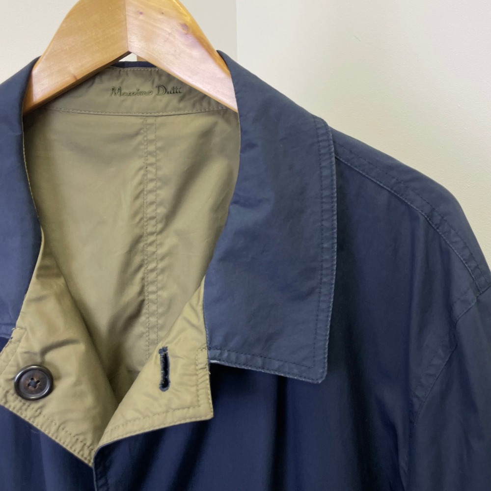 Massimo Dutti Reversible Car Coat Mens XXL Navy Blue Olive Green Jacket - Picture 5 of 16